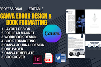 o canva ebook, one pager, workbook, lead magnet design, book formatting layout