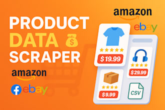 scrape amazon, ebay, etsy product data into excel or CSV