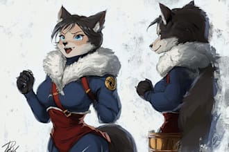 make anime art style furry characters