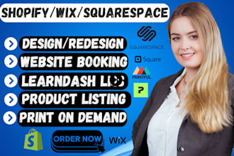 redesign squarespace printful printify shopify gelato seo wix learndash booking