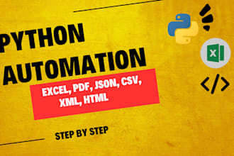 automate tasks in HTML, CSV, excel, json, PDF, and XML using python