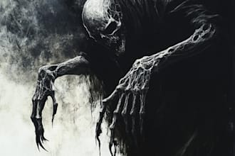 draw detailed creepy and terrifying dark art illustration