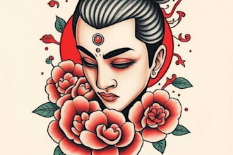 create old school or traditional tattoo style design
