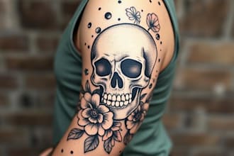 do premium trash polka design , sleeve tattoo