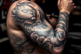 draw custom tattoo design realistic, full sleeve tattoo artist