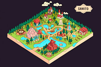 draw a unique vector or isometric map illustration
