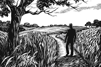 illustrate animal or botanical linocut based on your request