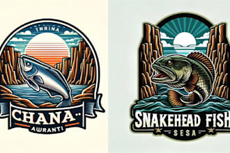 design custom vintage outdoor fishing logo