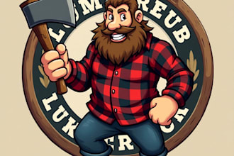 design high quality lumberjack axes mascot logo for your business