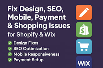 fix design SEO mobile payment shopping issues for shopify wix ecommerce store