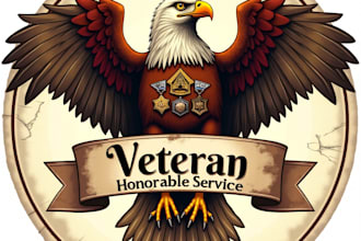 design high quality vintage eagle military veteran logo with express delivery