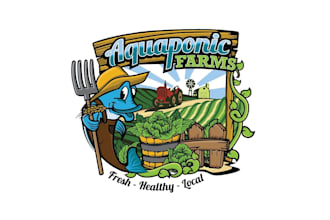 design a unique farmer fish character logo
