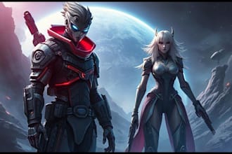 design stunning sci fi, cyberpunk, fantasy characters or concept art