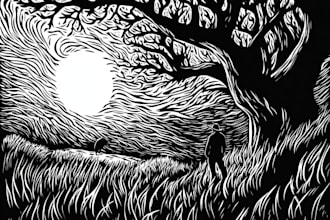 draw a custom portrait in linocut style