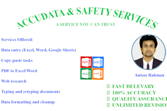 do data entry, web research ,copy paste ,file conversion