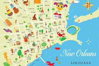 create a detailed watercolor map illustration