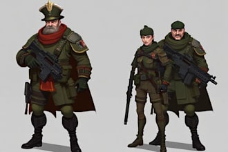 draw 2d game art military character design