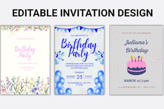 design birthday party invitation card for etsy digital canva template in 24hours