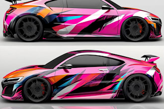 create a unique car wrap designs and mockups
