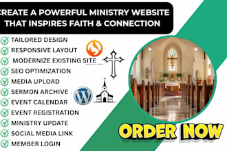 design a professional church or ministry website that inspires faith