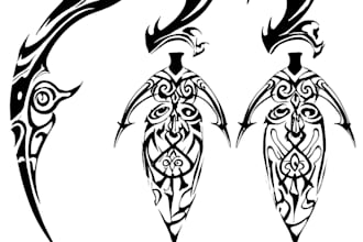 draw expert custom american traditional tribal tattoo design, tattoo cover up