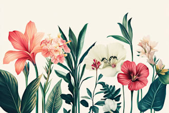 draw botanical illustrations of flowers, plants and fruits