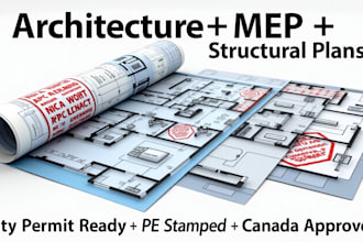 deliver complete permit ready drawings with pe stamp architecture,structure, mep