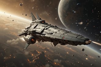 illustrate a sci fi spaceship art