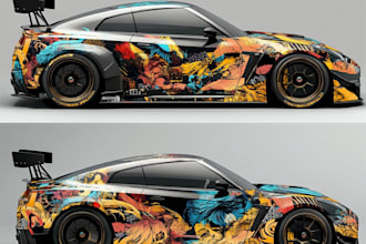 design a car wrap for racing and drift livery anystyle