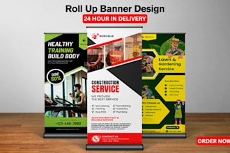 design roll up banner, pull up or pop up banner, retractable banner in 24 hour