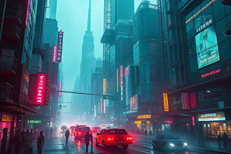make a cyberpunk city sci fi style for you