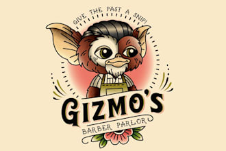 create a hand drawn custom barber shop logo design