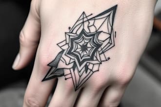 custom a geometric realism in black and grey tattoo design