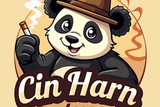design high quality esport panda smoking mascot logo with unlimited revision