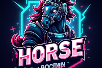 design high quality esport horse mascot logo with free source file