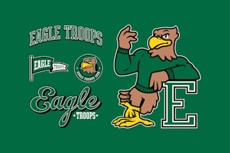 draw mascot, sports logo for team, merch, events, and tshirt