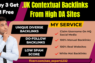 make UK contextual backlinks from high authority sites, seo link building