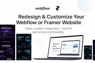 redesign and design webflow or framer website customize webflow website template