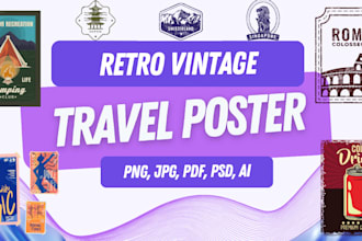 design an attractive retro vintage poster, vintage flyer, vintage travel poster