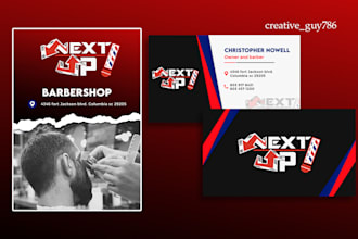 design barber logo cards flyer poster letterhead for business