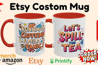 build etsy print on demand store, etsy custom mug with printify amazon merch pod