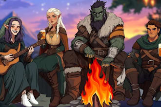 draw dnd art, fantasy character for dnd party or pathfinder