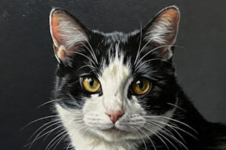 custom cat portrait oil painting from photo pet memorial gift with free shipping