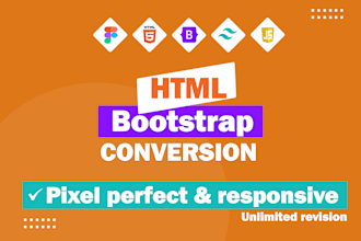 convert figma or xd design to responsive HTML using bootstrap or tailwind CSS