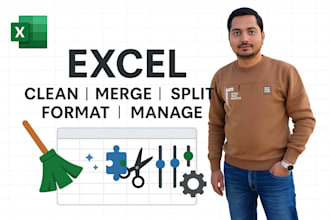 clean, format, merge, split excel data