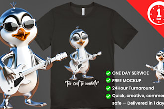 design cute cartoon tshirt art in 1 day