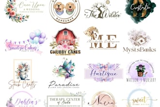 design a watercolor botanical logo for your or boutique