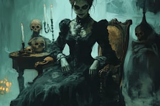 make fantasy or dark creepy horror art illustration