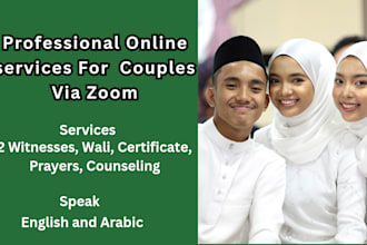be your online nikah imam and help you with your marriage, including witnesses