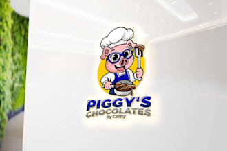 design a mascot custom piggy logo chocolate and candy brand
